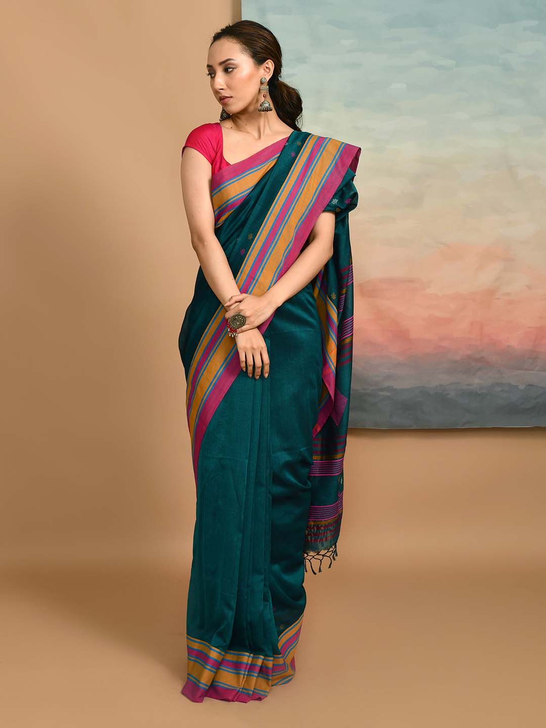 EMERALD ESSENCE (HANDLOOM 100% PURE COTTON SAREE)