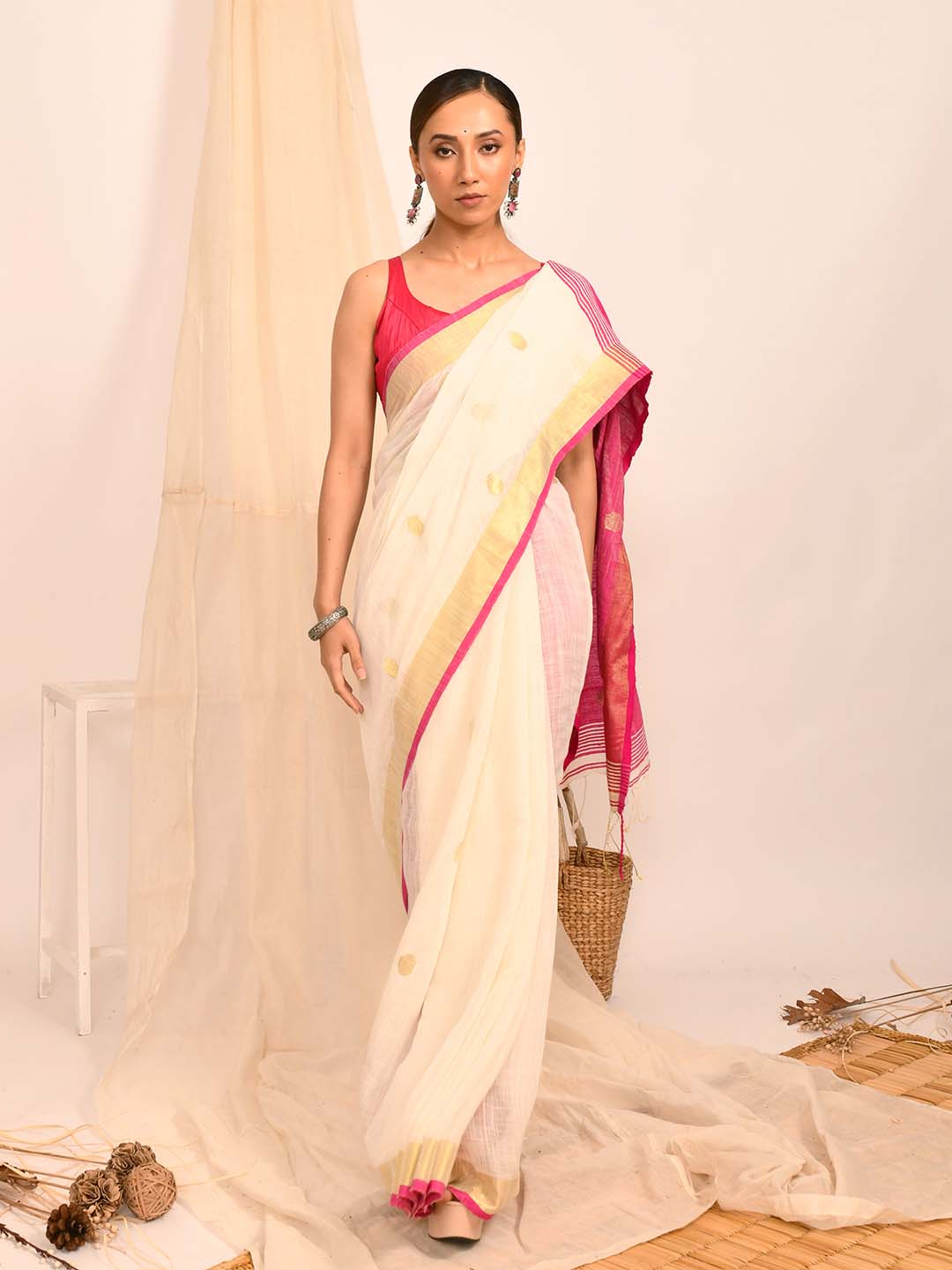 BLUSH SERENITY (HANDLOOM LIVA SAREE)