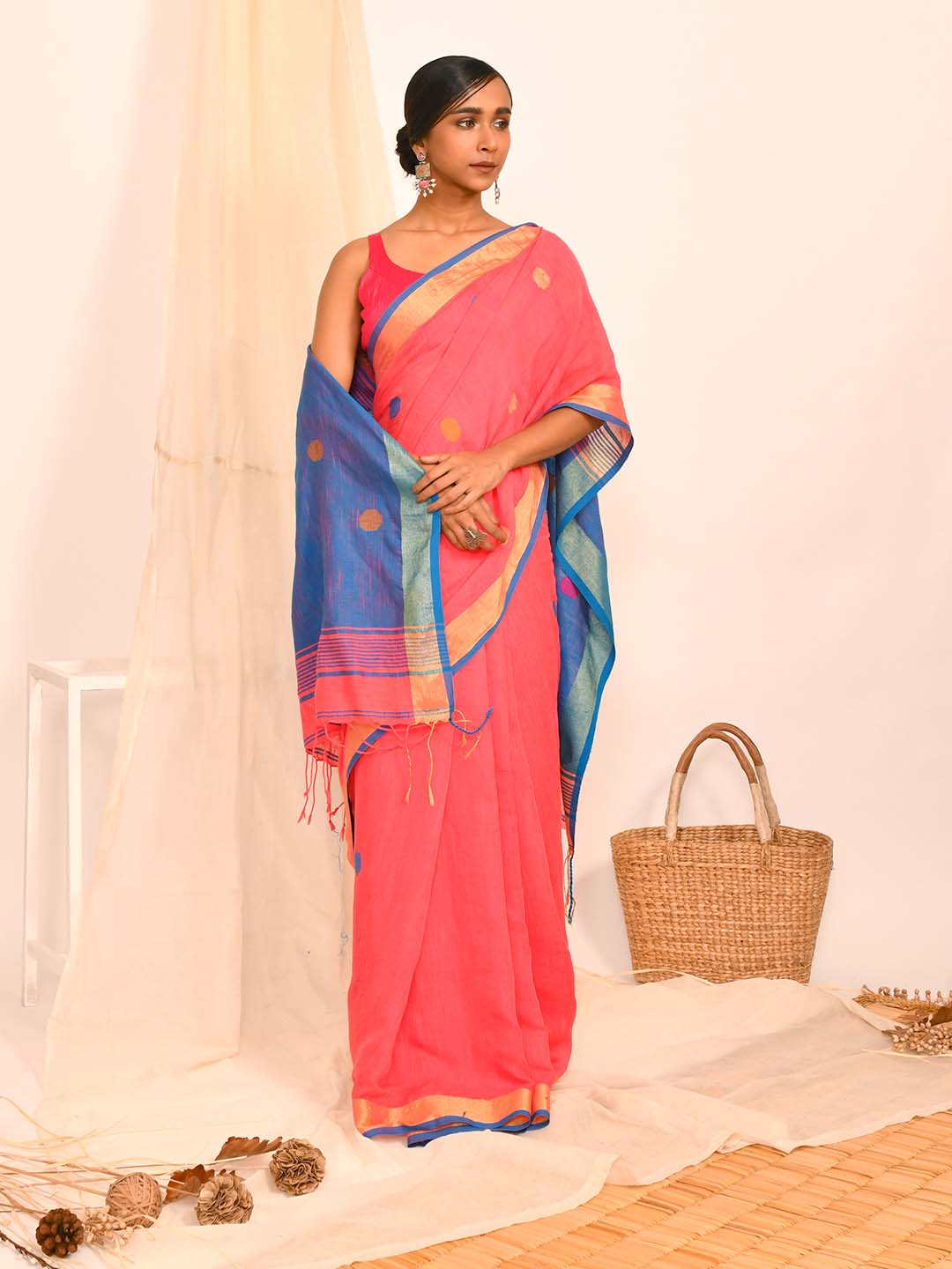 BLUSH RADIANCE (HANDLOOM LIVA SAREE)
