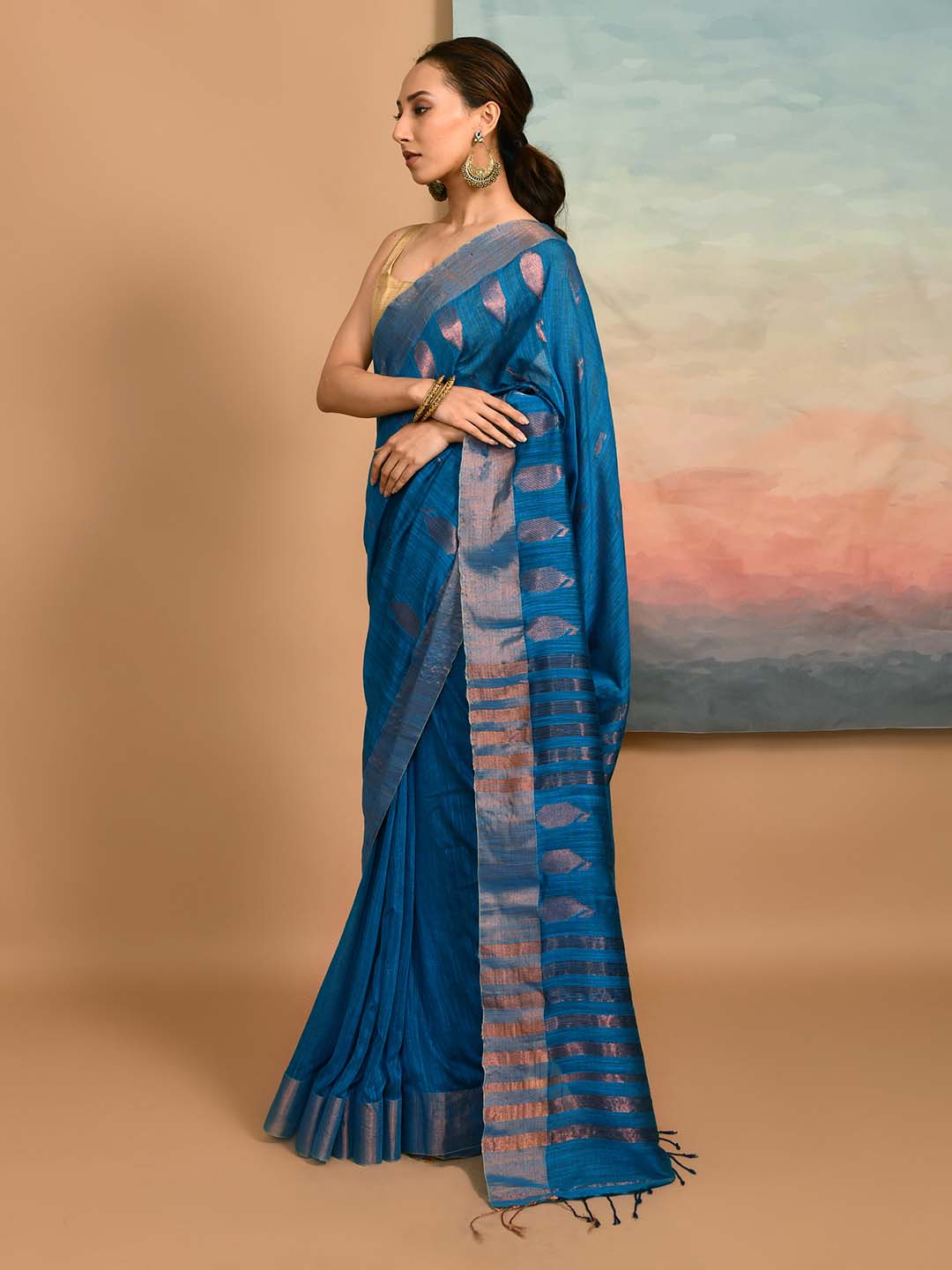 BLUE OPAL (HANDLOOM LIVA SAREE)