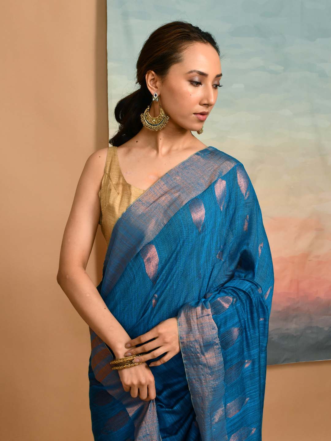 BLUE OPAL (HANDLOOM LIVA SAREE)