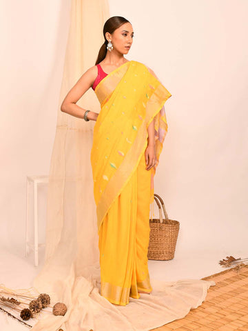 GOLDEN THREADS (HANDLOOM LIVA SAREE)