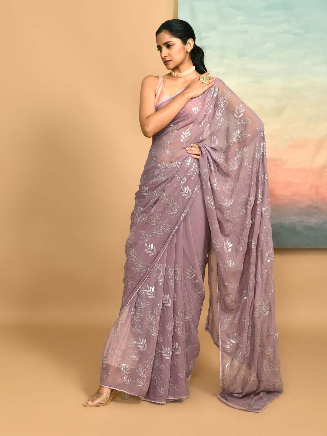 MAUVE ENCHANTMENT (DESIGNER MODAL SILK SAREE)