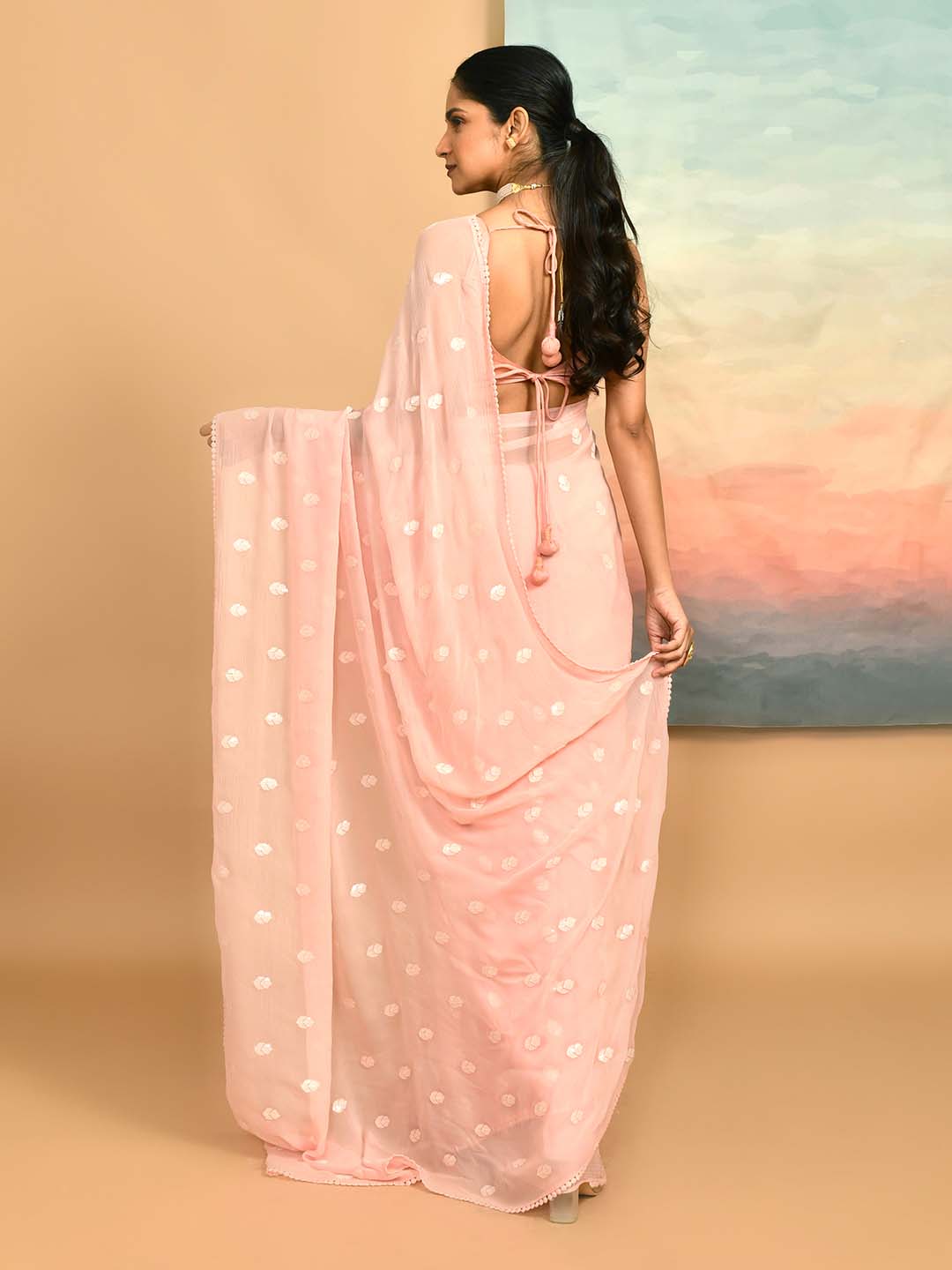 DELICATE BLUSH (DESIGNER MODAL SILK SAREE)