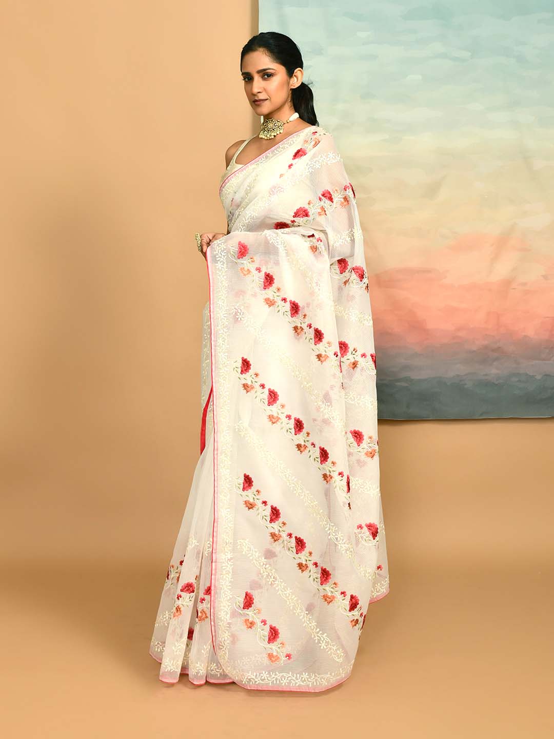 IVORY BLOSSOM (KOTA  SAREE)