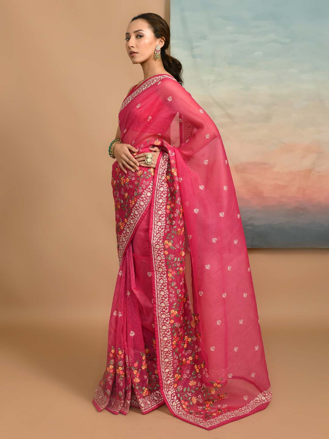 FUCHSIA BLOOM (KOTA  SAREE)