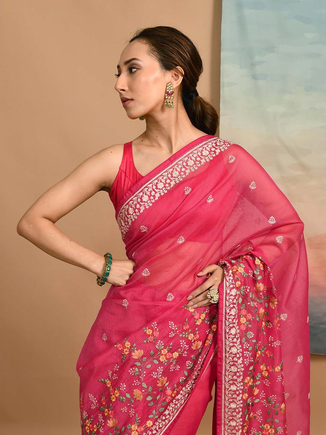 FUCHSIA BLOOM (KOTA  SAREE)