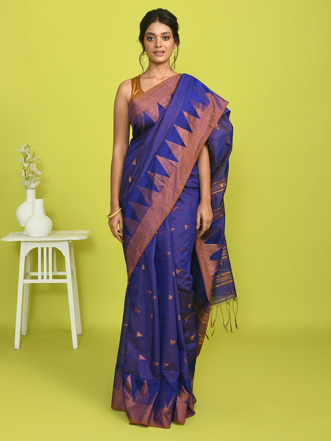 AZURE ELEGANCE (HANDLOOM COTTON BLEND SAREE)