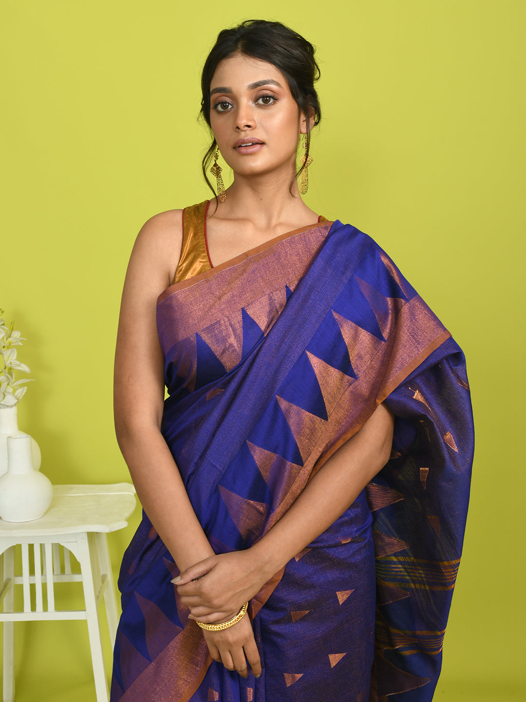 AZURE ELEGANCE (HANDLOOM COTTON BLEND SAREE)