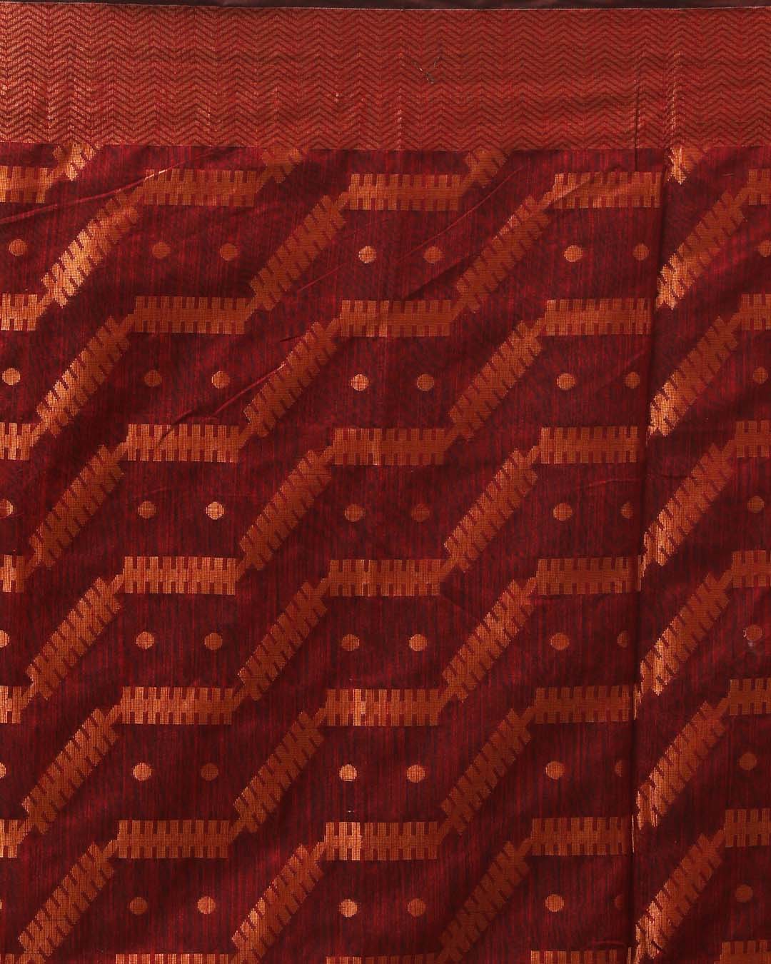 BURGUNDY GRACE (HANDLOOM COTTON BLEND SAREE)