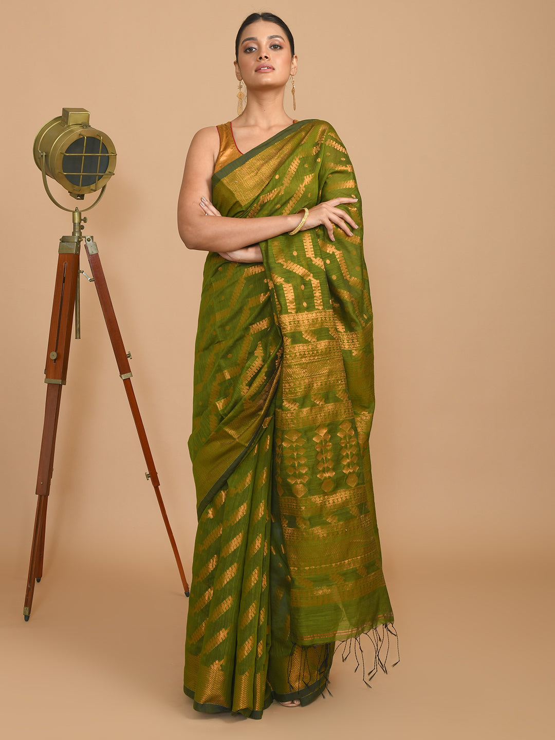 EMERALD ELEGANCE (HANDLOOM COTTON BLEND SAREE)