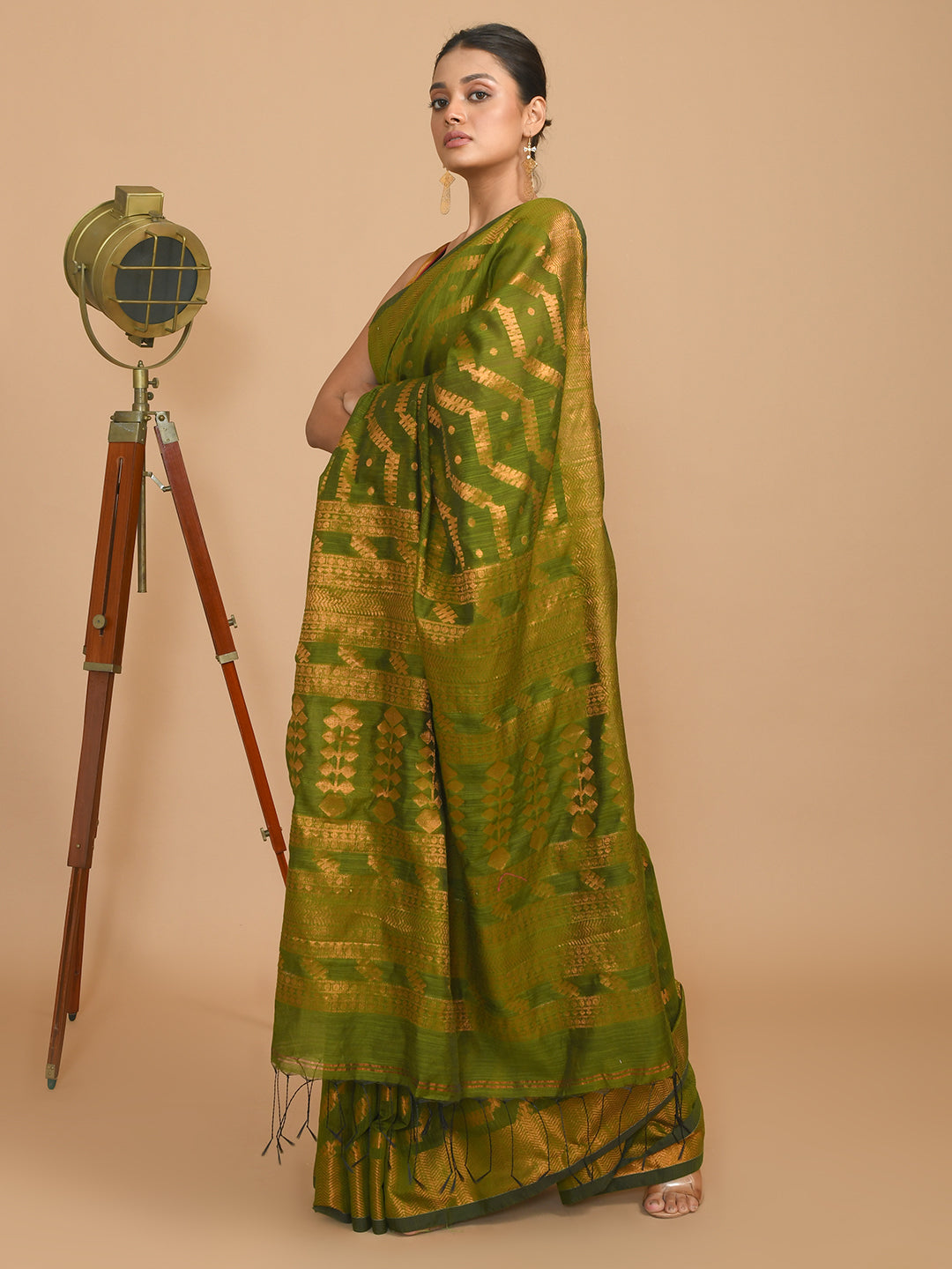 EMERALD ELEGANCE (HANDLOOM COTTON BLEND SAREE)
