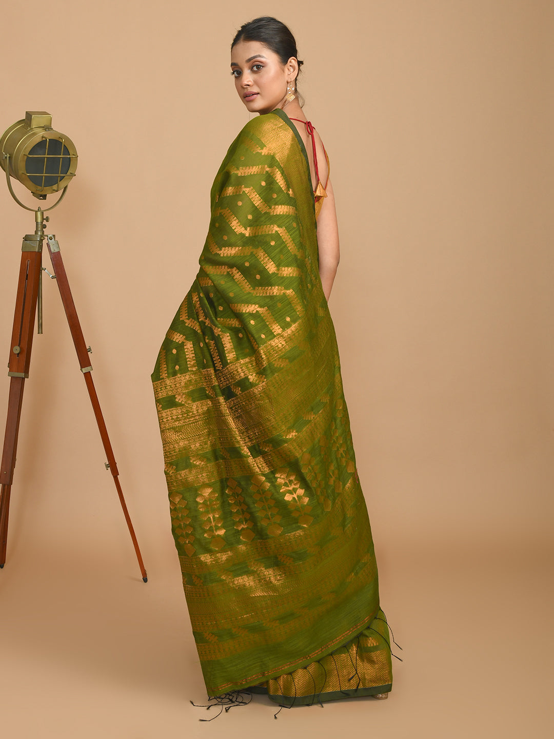 EMERALD ELEGANCE (HANDLOOM COTTON BLEND SAREE)