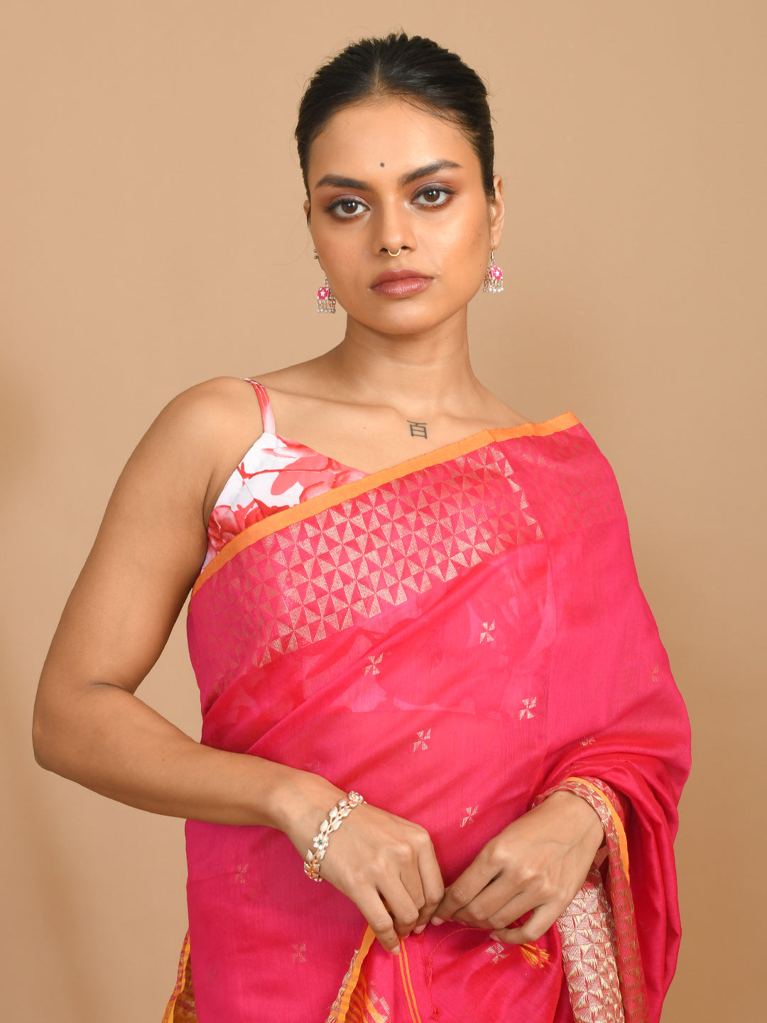 BLUSH REVERIE (HANDLOOM COTTON BLEND SAREE)