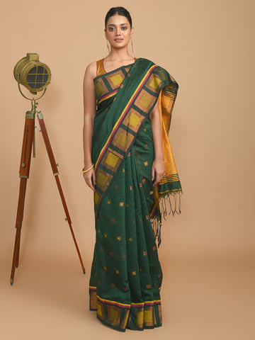 EMERALD ESSENCE (HANDLOOM COTTON BLEND SAREE)