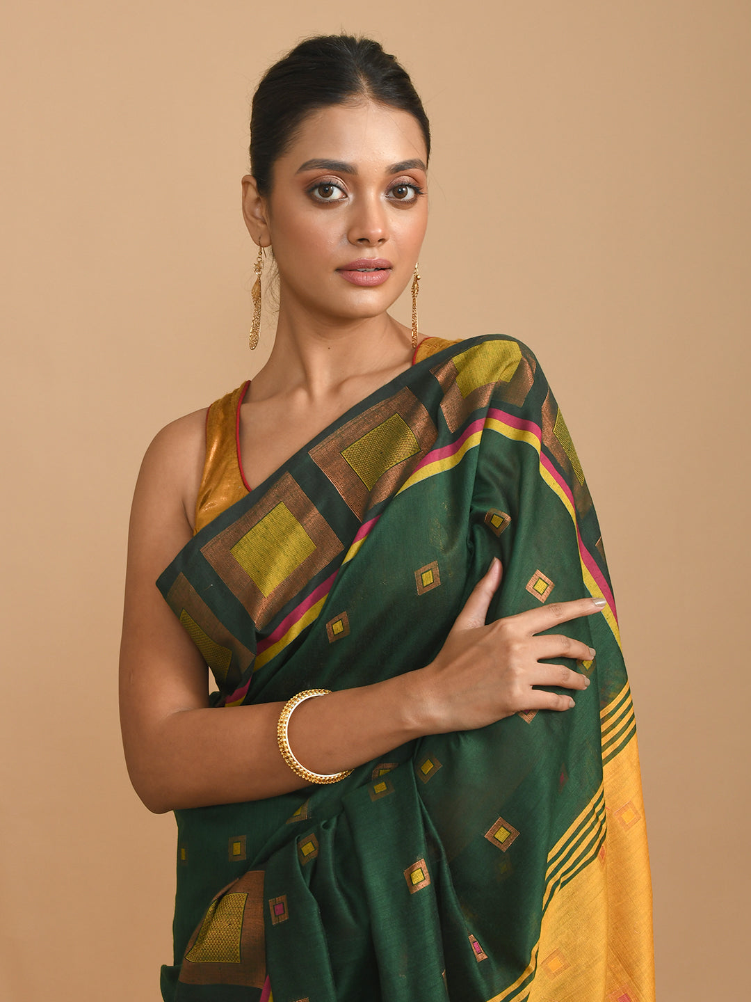 EMERALD ESSENCE (HANDLOOM COTTON BLEND SAREE)