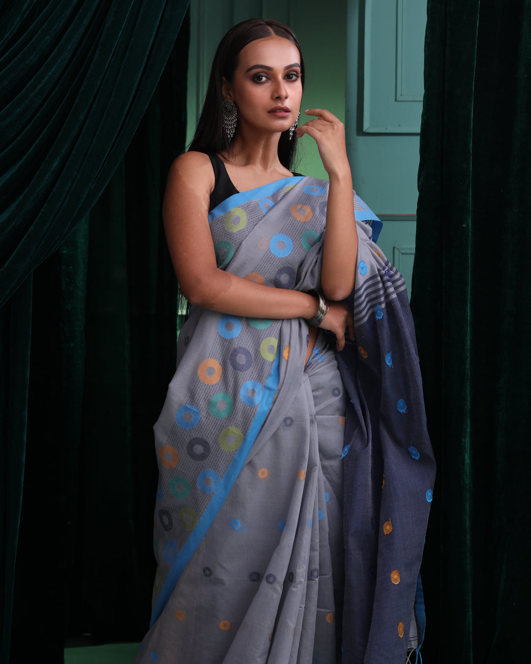 CELESTIAL CIRCLES (HANDLOOM COTTON BLEND SAREE)