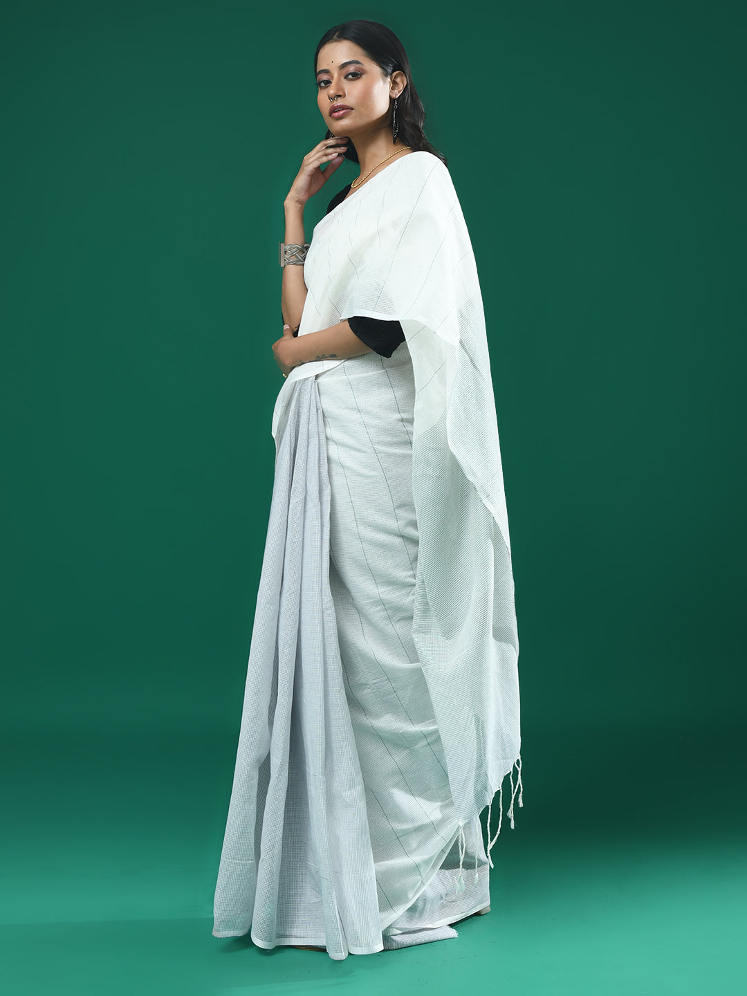 IVORY STRIPES (BENGAL HANDLOOM 100% PURE COTTON SAREE)