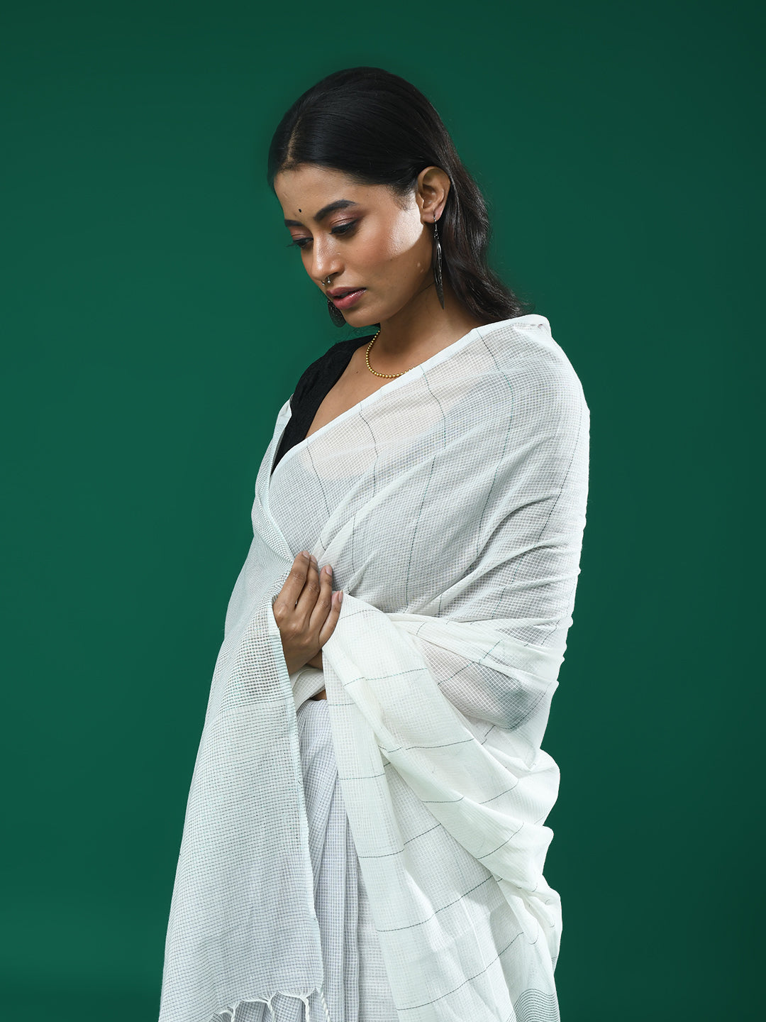 IVORY STRIPES (BENGAL HANDLOOM 100% PURE COTTON SAREE)