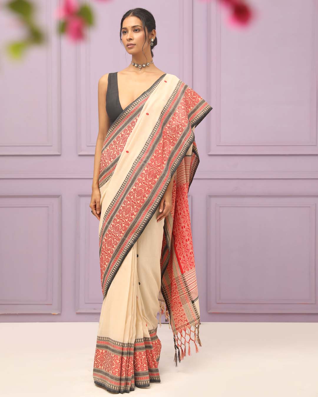 SNOW WHISPER (HANDLOOM 100% PURE COTTON SAREE)