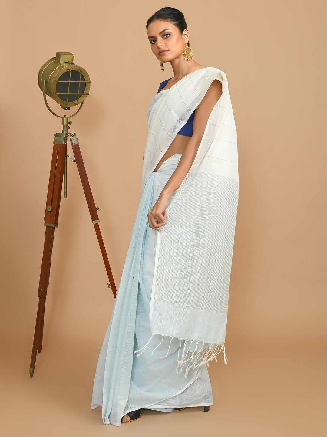 COBALT STRIPES (BENGAL HANDLOOM 100% PURE COTTON SAREE)