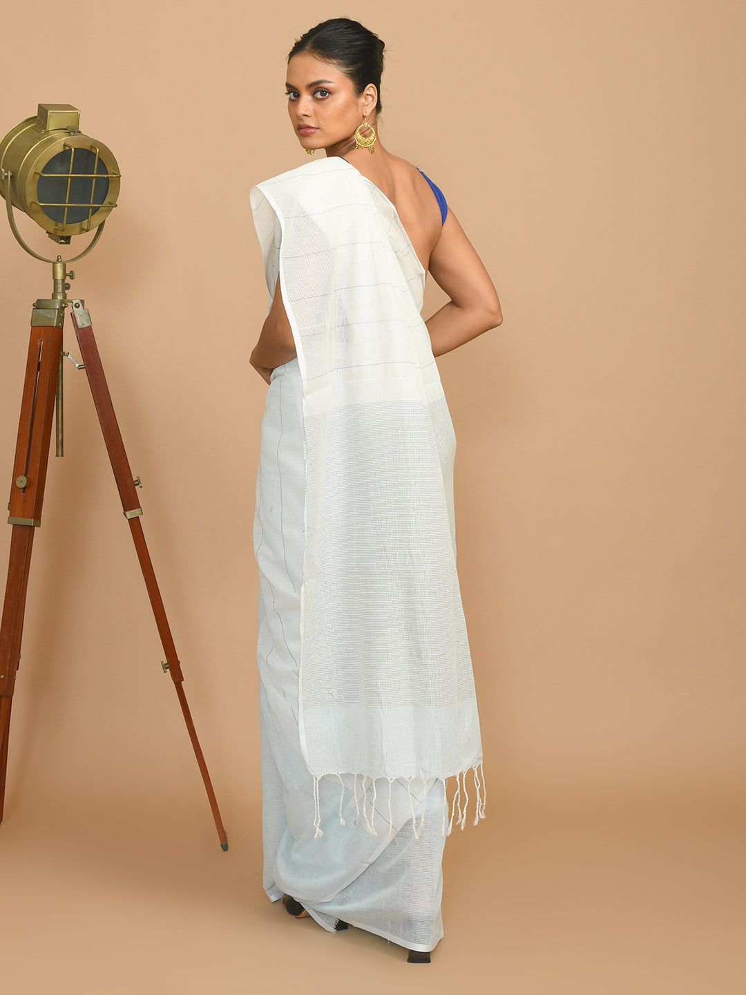 COBALT STRIPES (BENGAL HANDLOOM 100% PURE COTTON SAREE)