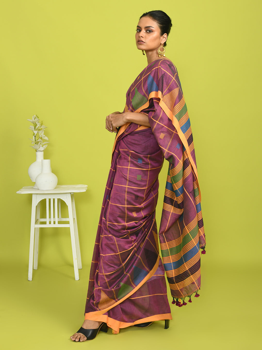 AMETHYST GLIMMER (HANDLOOM 100% PURE COTTON SAREE)