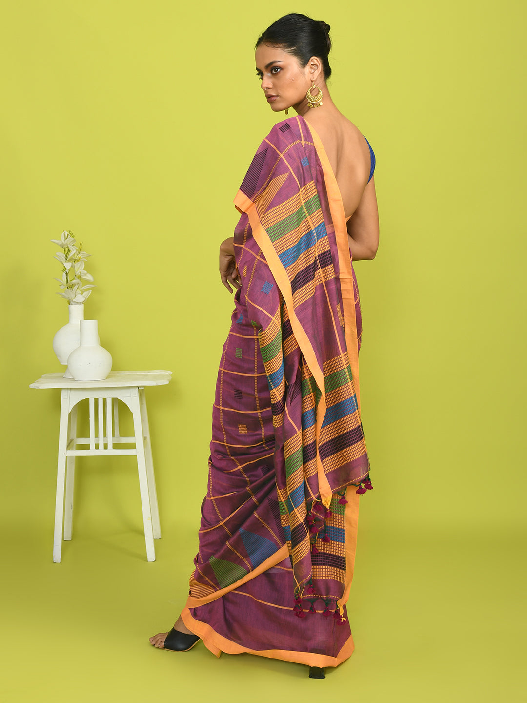 AMETHYST GLIMMER (HANDLOOM 100% PURE COTTON SAREE)