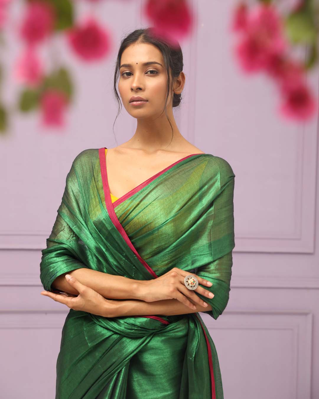 VERDANT CHARM (BENGAL HANDLOOM COTTON BLEND SAREE)