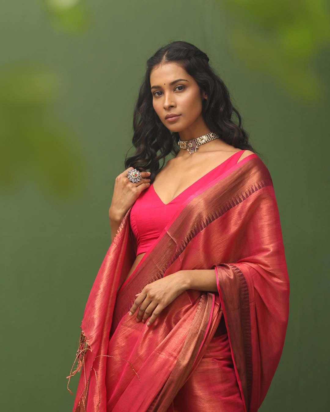 MAGENTA SPLENDOR (BENGAL HANDLOOM COTTON BLEND SAREE)