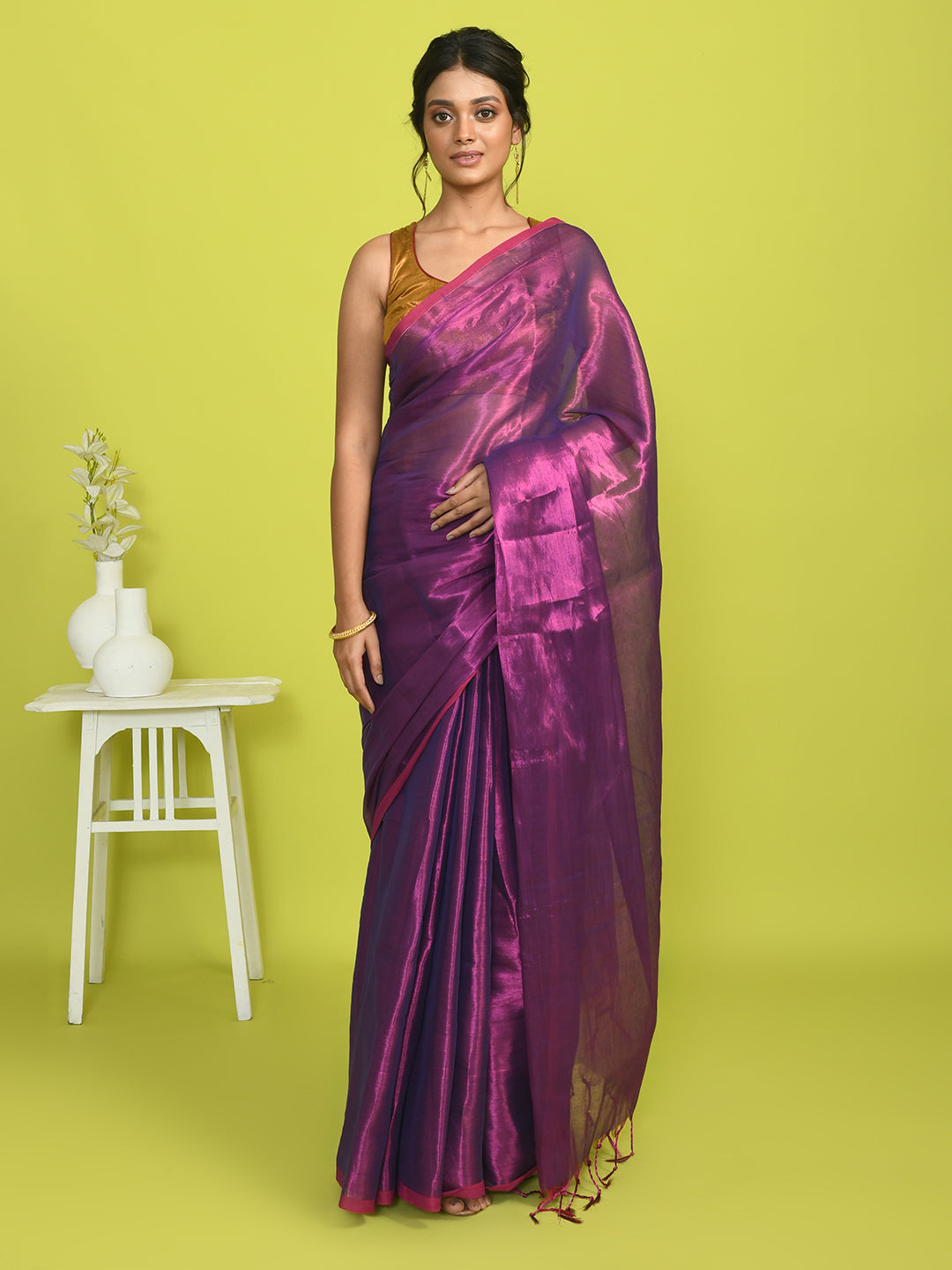 PLUM RADIANCE (BENGAL HANDLOOM COTTON BLEND SAREE)