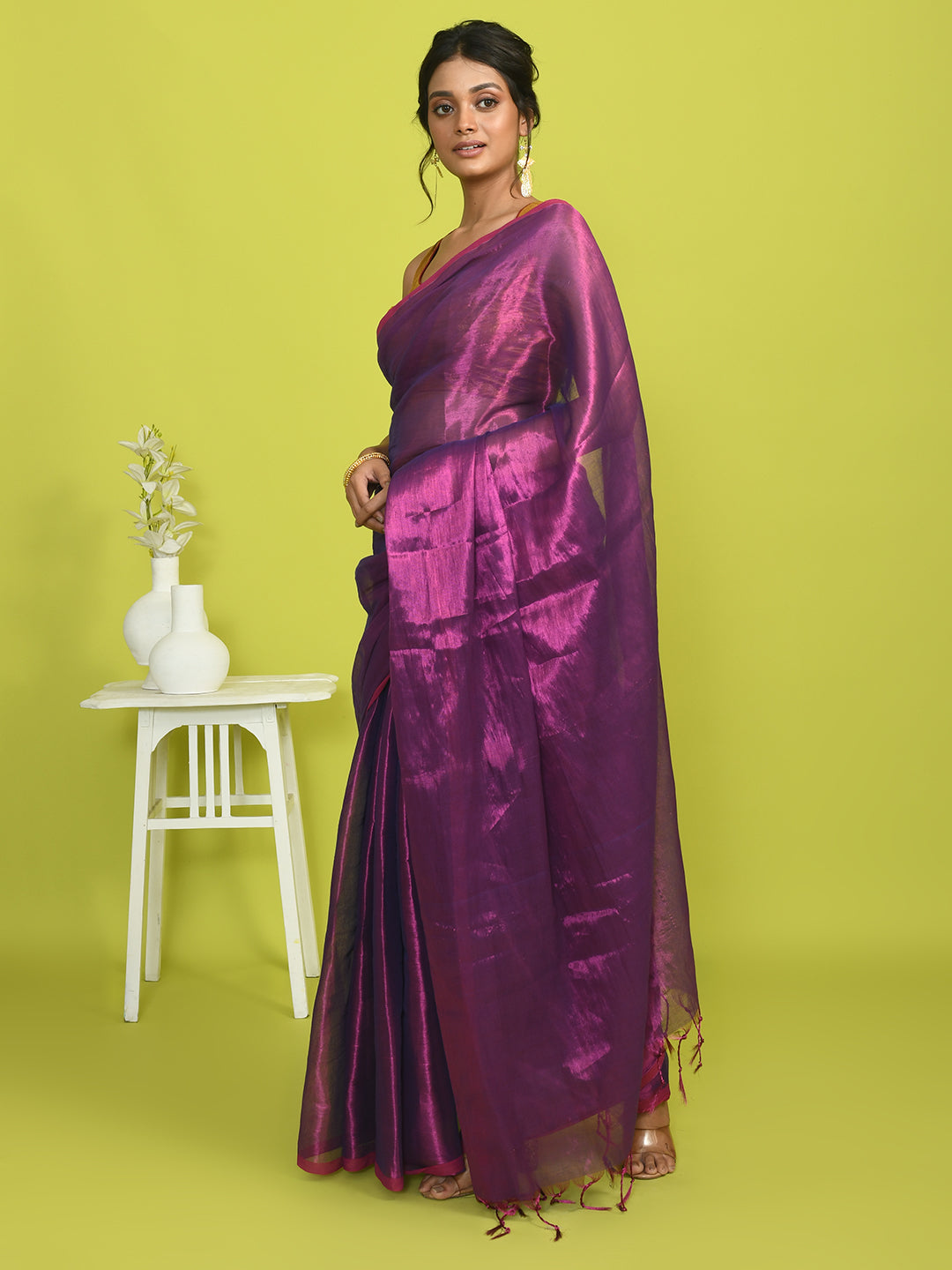 PLUM RADIANCE (BENGAL HANDLOOM COTTON BLEND SAREE)