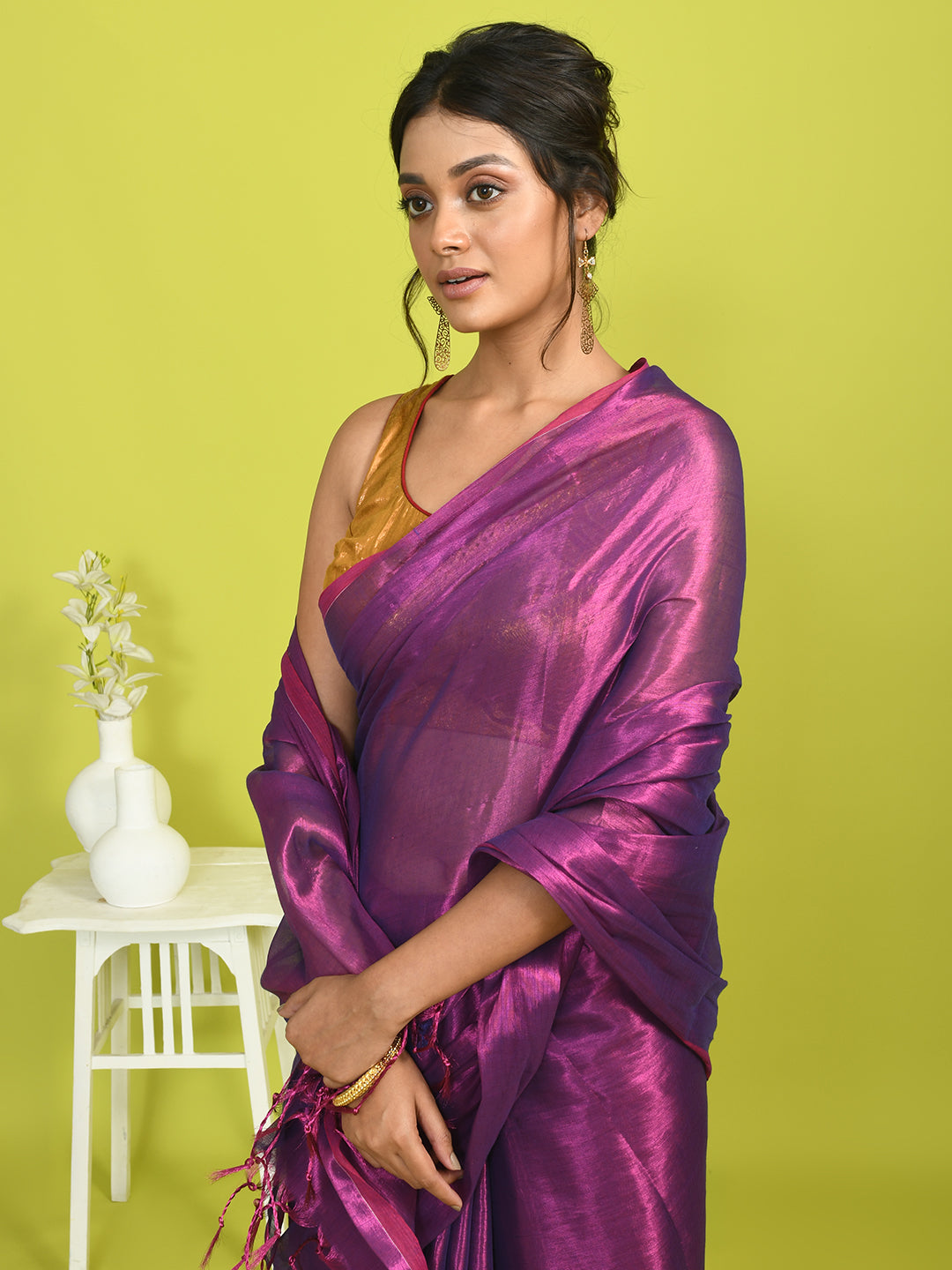 PLUM RADIANCE (BENGAL HANDLOOM COTTON BLEND SAREE)