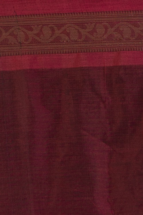 Noir Saptak Onyx-Maroon Bengal Handloom Cotton Saree