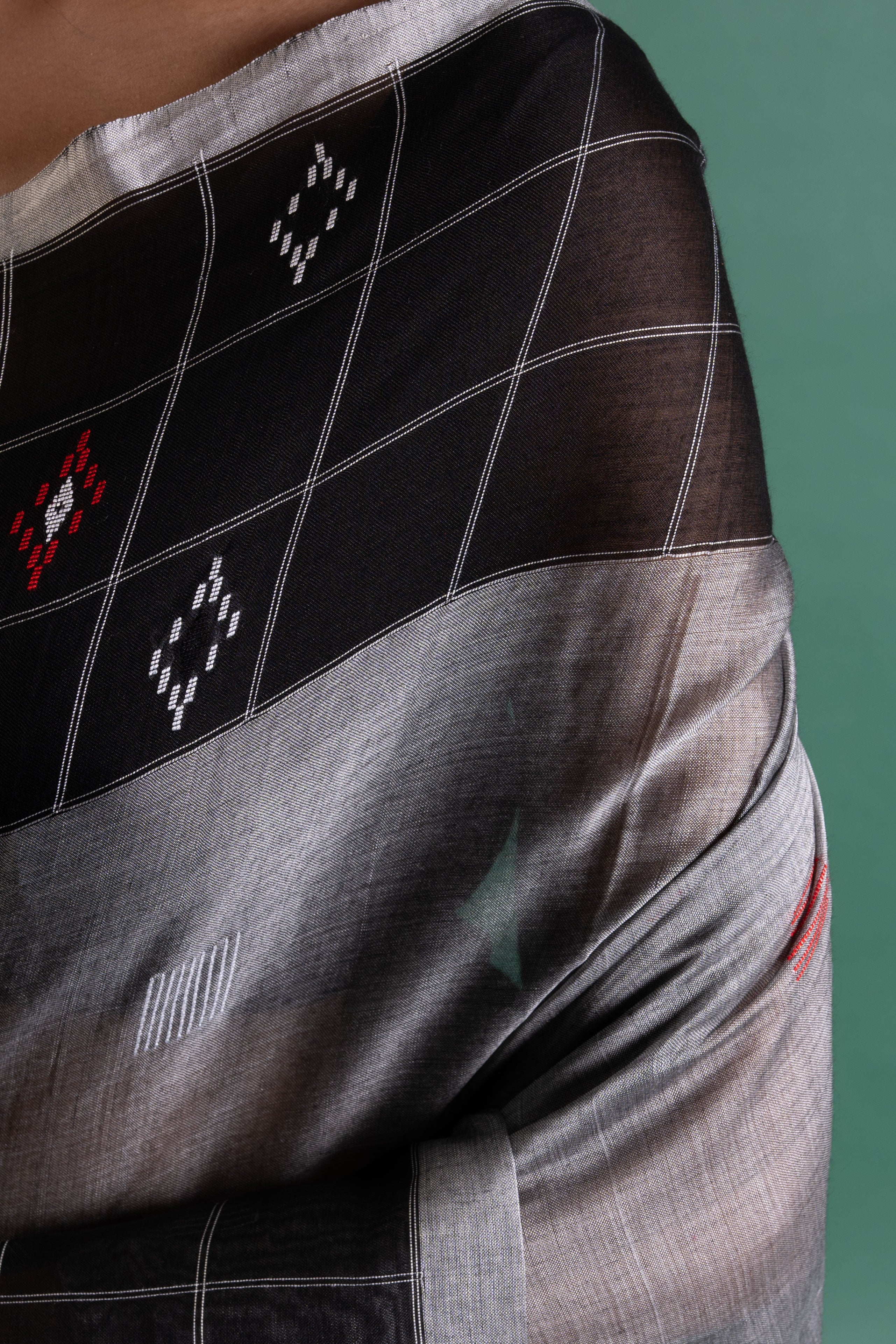 Slate Grid Pure Cotton Bengal Handloom Saree