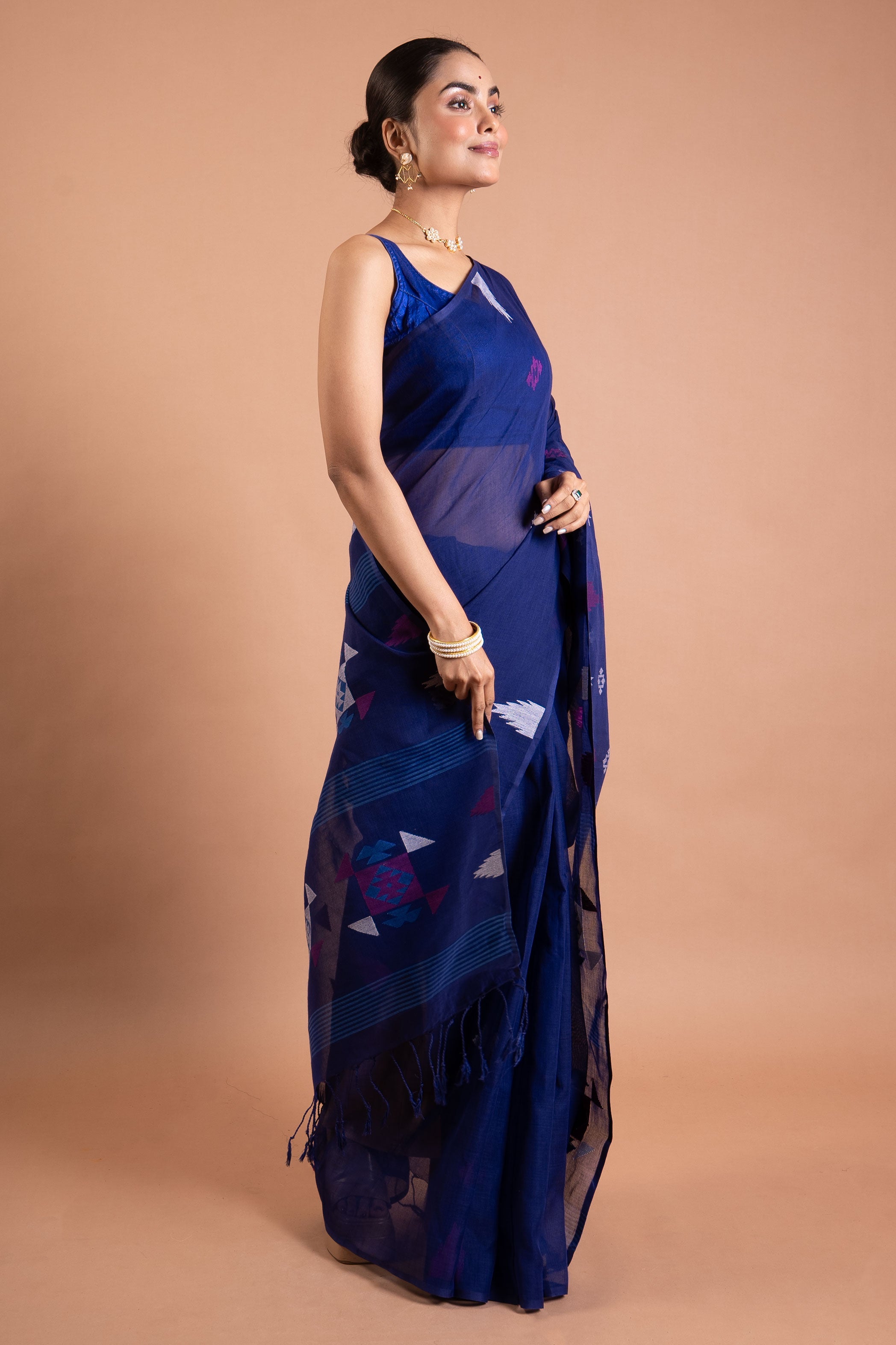 Midnight Indigo Ikat Handloom Saree