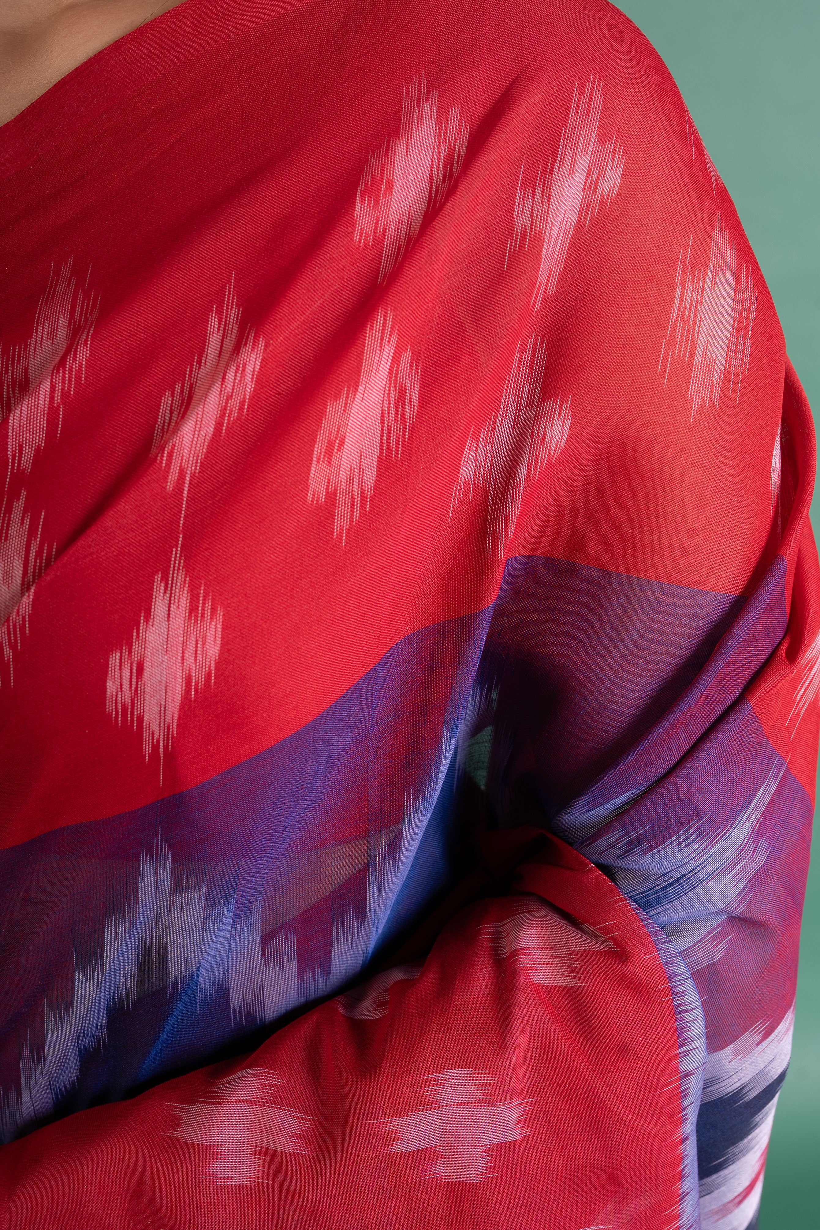 Rakta-Nila Ikat Whisper Handloom Cotton Saree