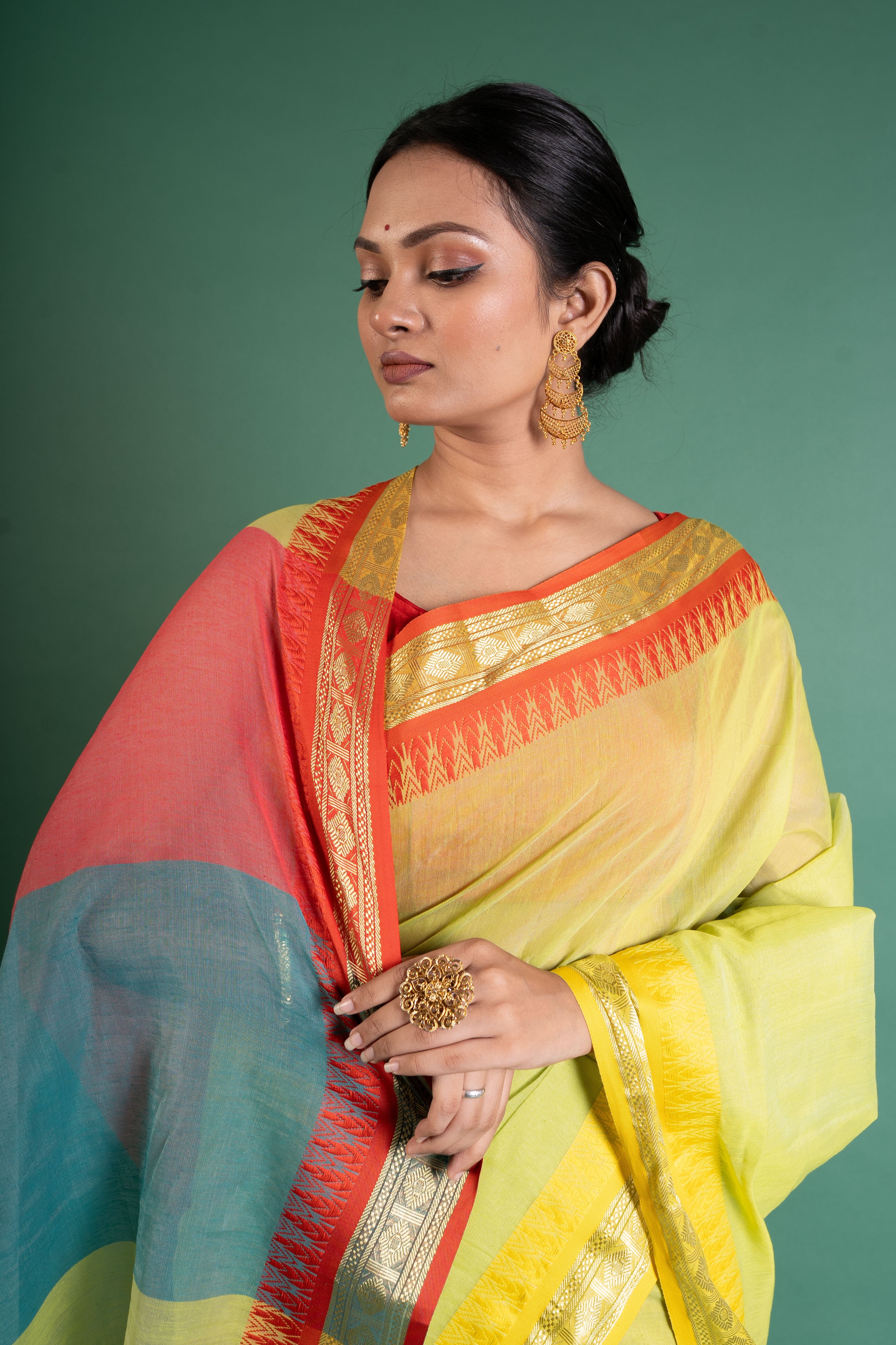 Sunlit Lime Handloom Cotton Saree