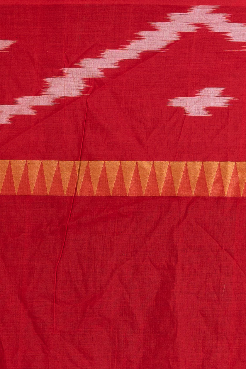 Crimson Ikat Harmony – Pure Handloom Saree