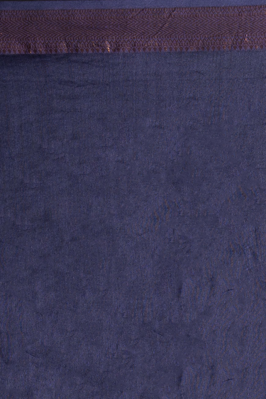 Indigo Moonlight Tissue Saree with Antique Gold Zari Border