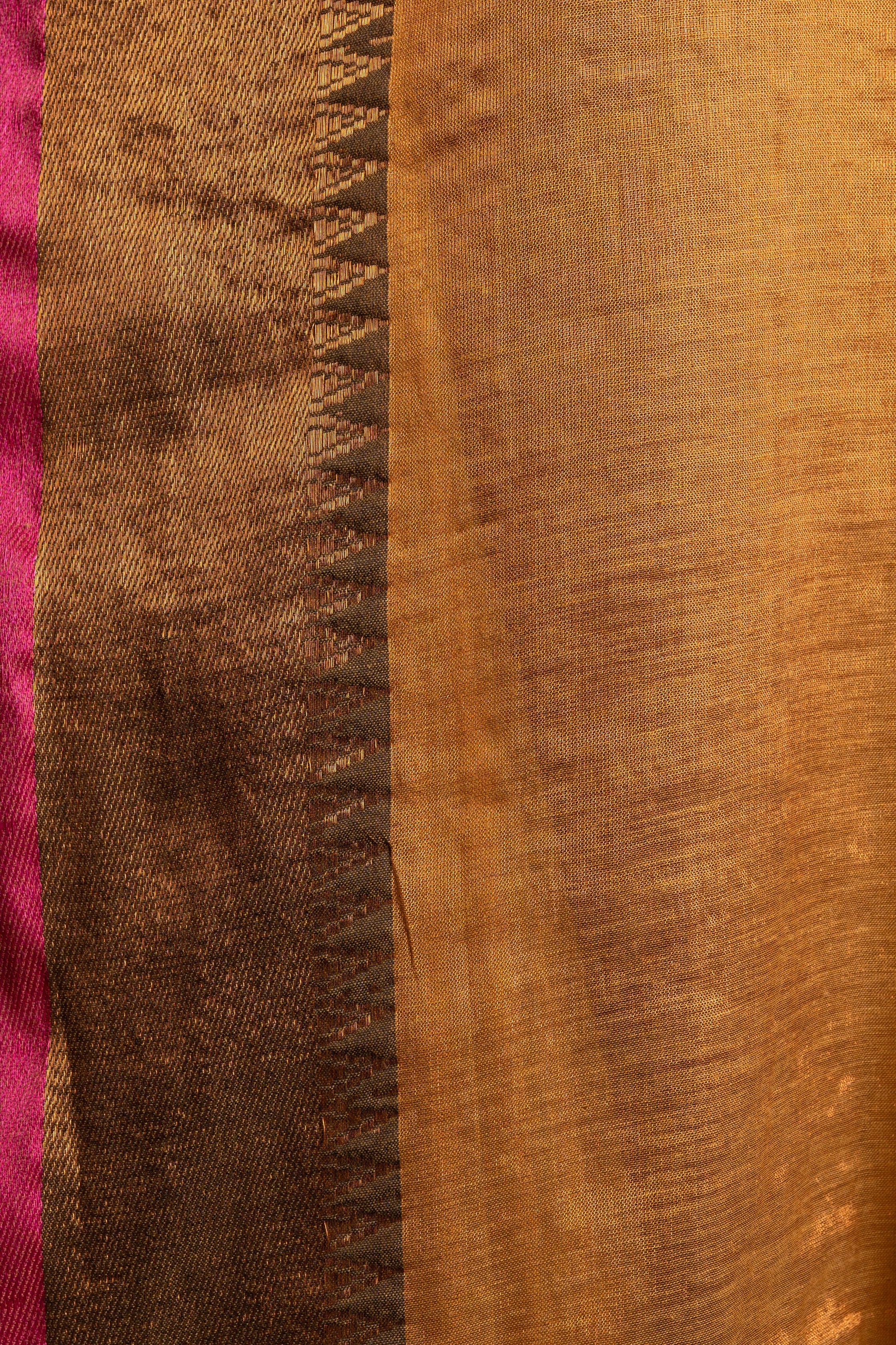 Kanaka Glow Antique Gold Tissue Saree with Zari Border