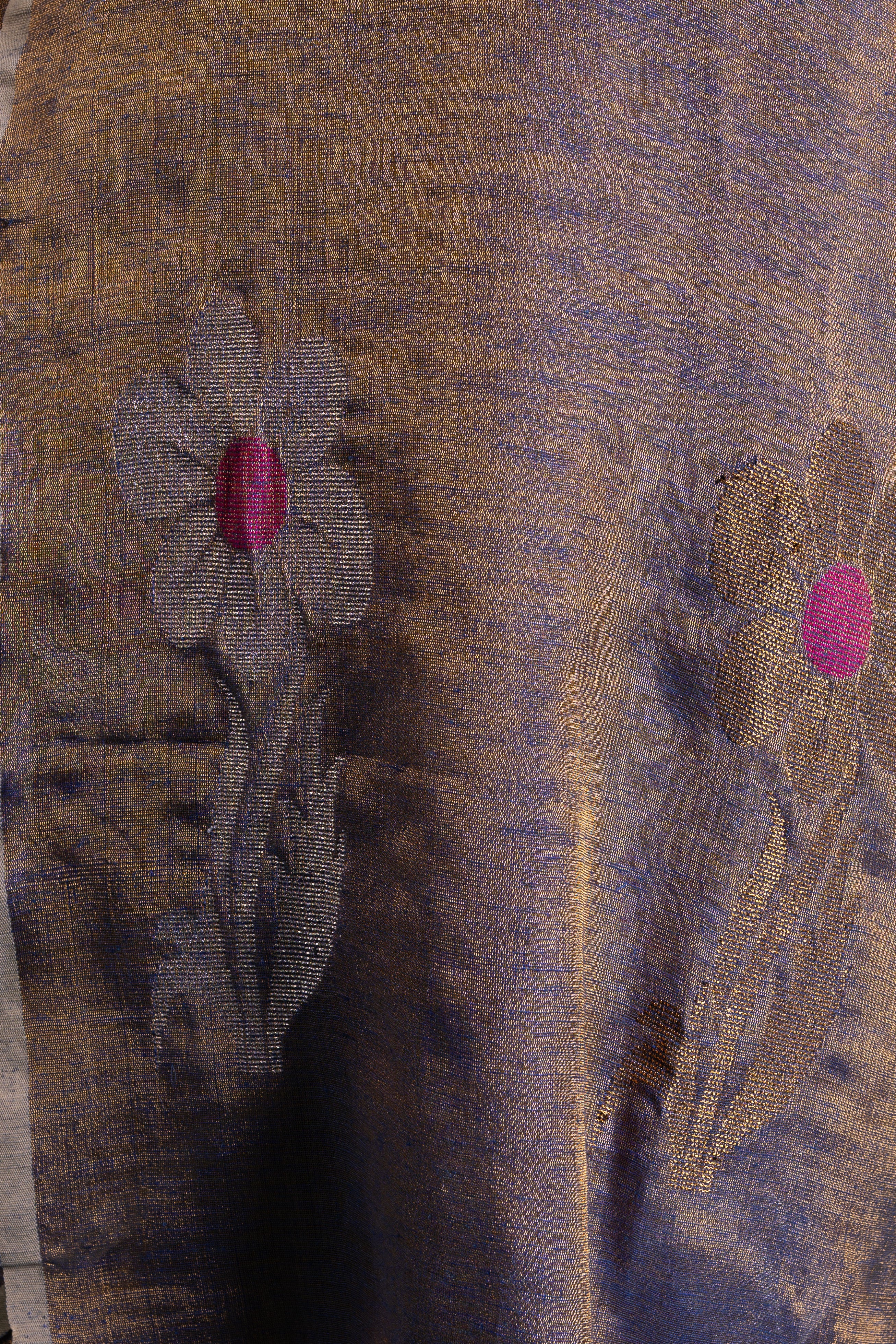 Midnight Bloom Linen Tissue Saree