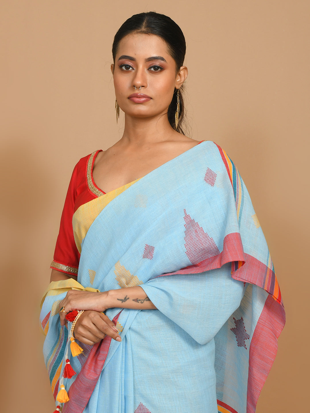 AZURE WHISPER (HANDLOOM 100% PURE COTTON SAREE)