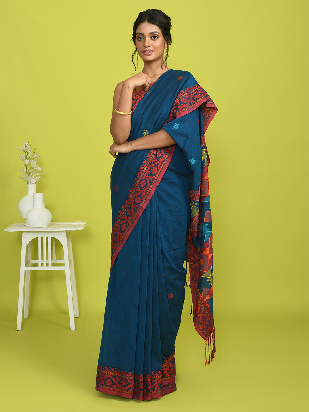 AZURE ESSENCE (HANDLOOM 100% PURE COTTON SAREE)