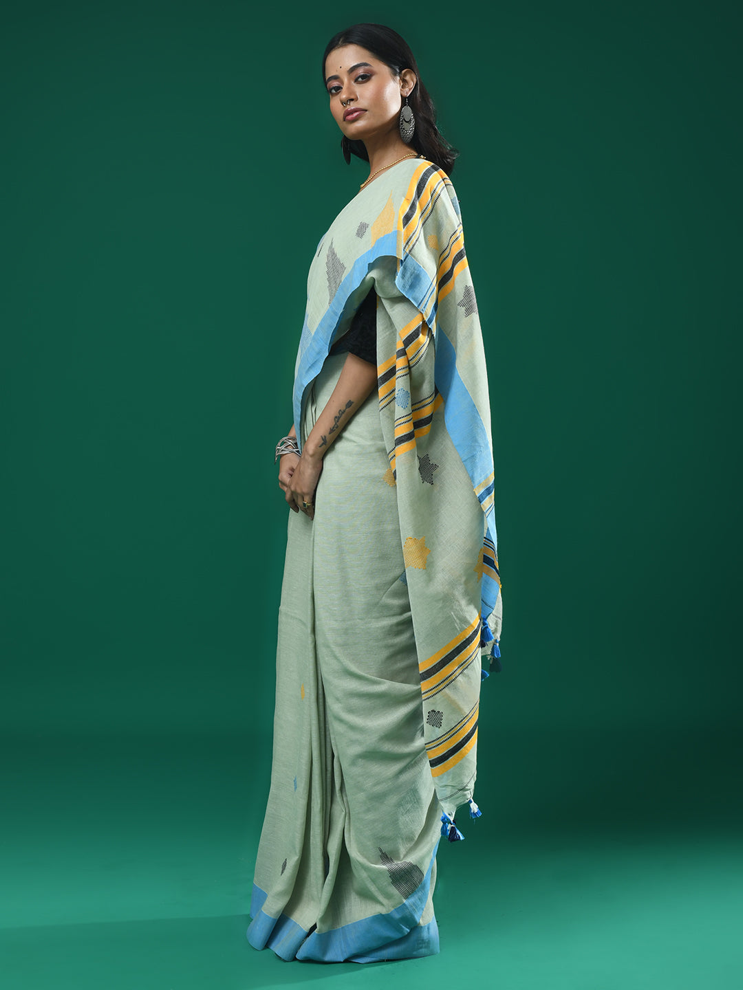 VERDANT CALM (HANDLOOM 100% PURE COTTON SAREE)