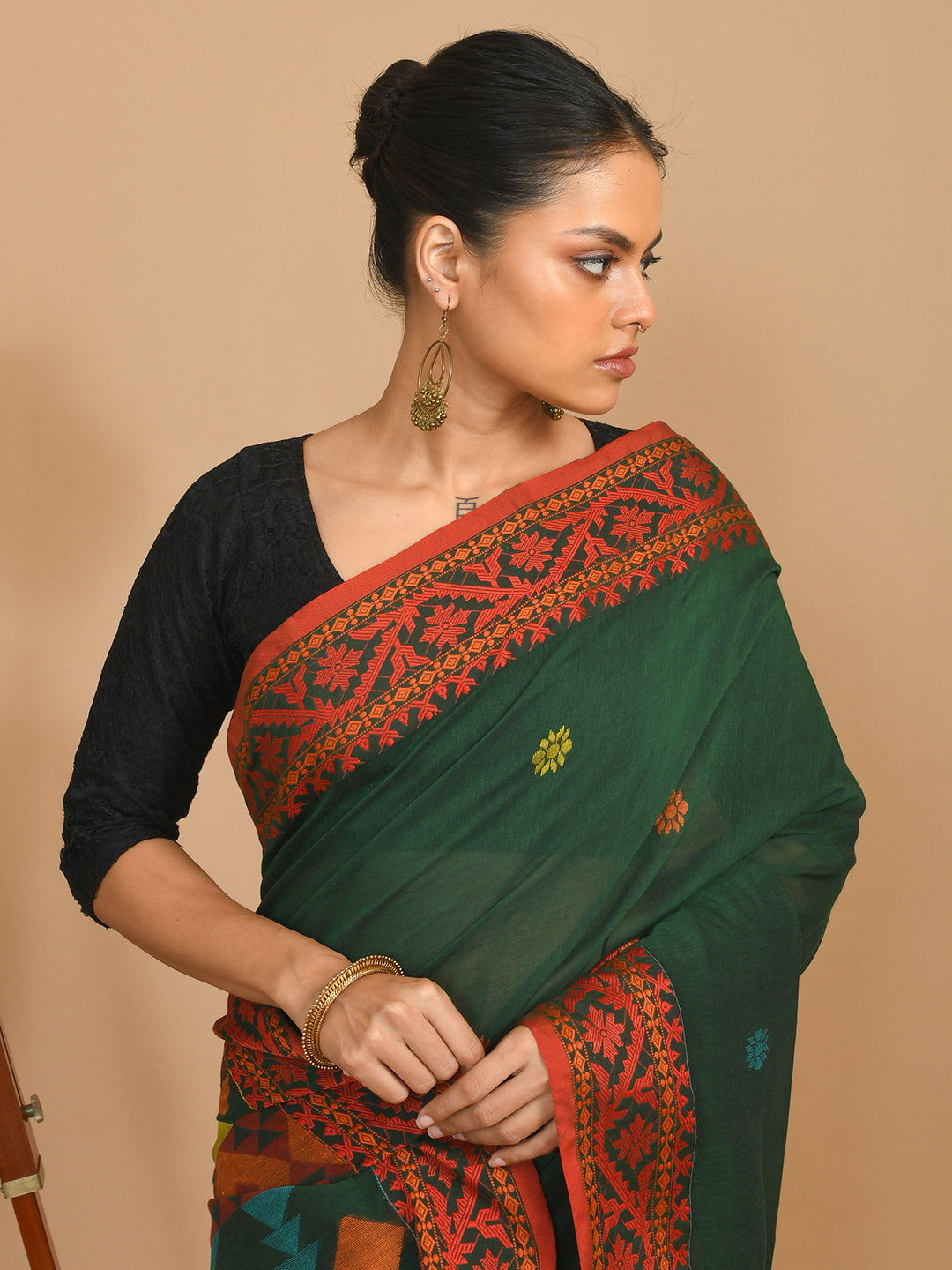 EMERALD HARMONY (HANDLOOM 100% PURE COTTON SAREE)