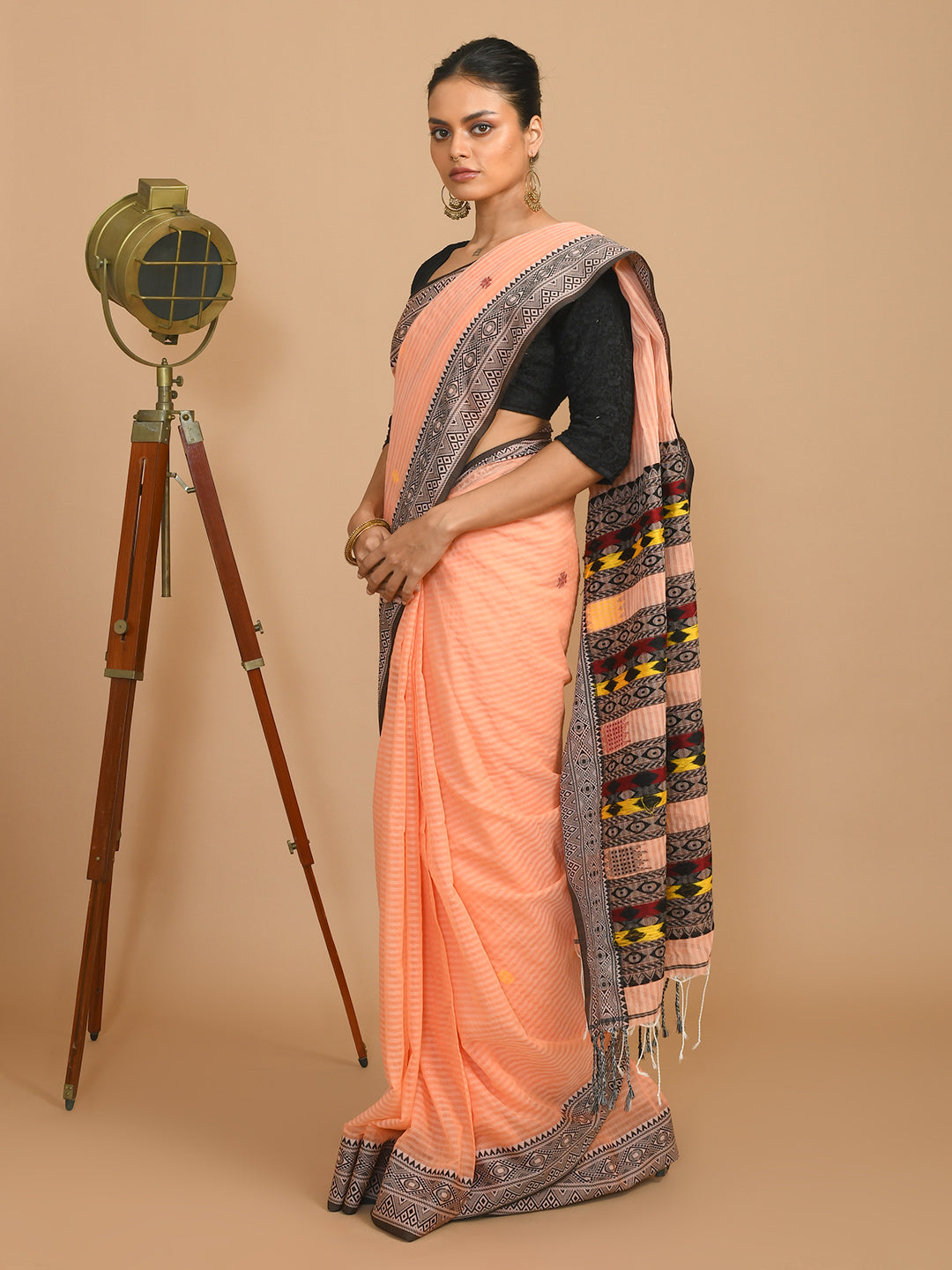 PEACH SERENITY (HANDLOOM 100% PURE COTTON SAREE)