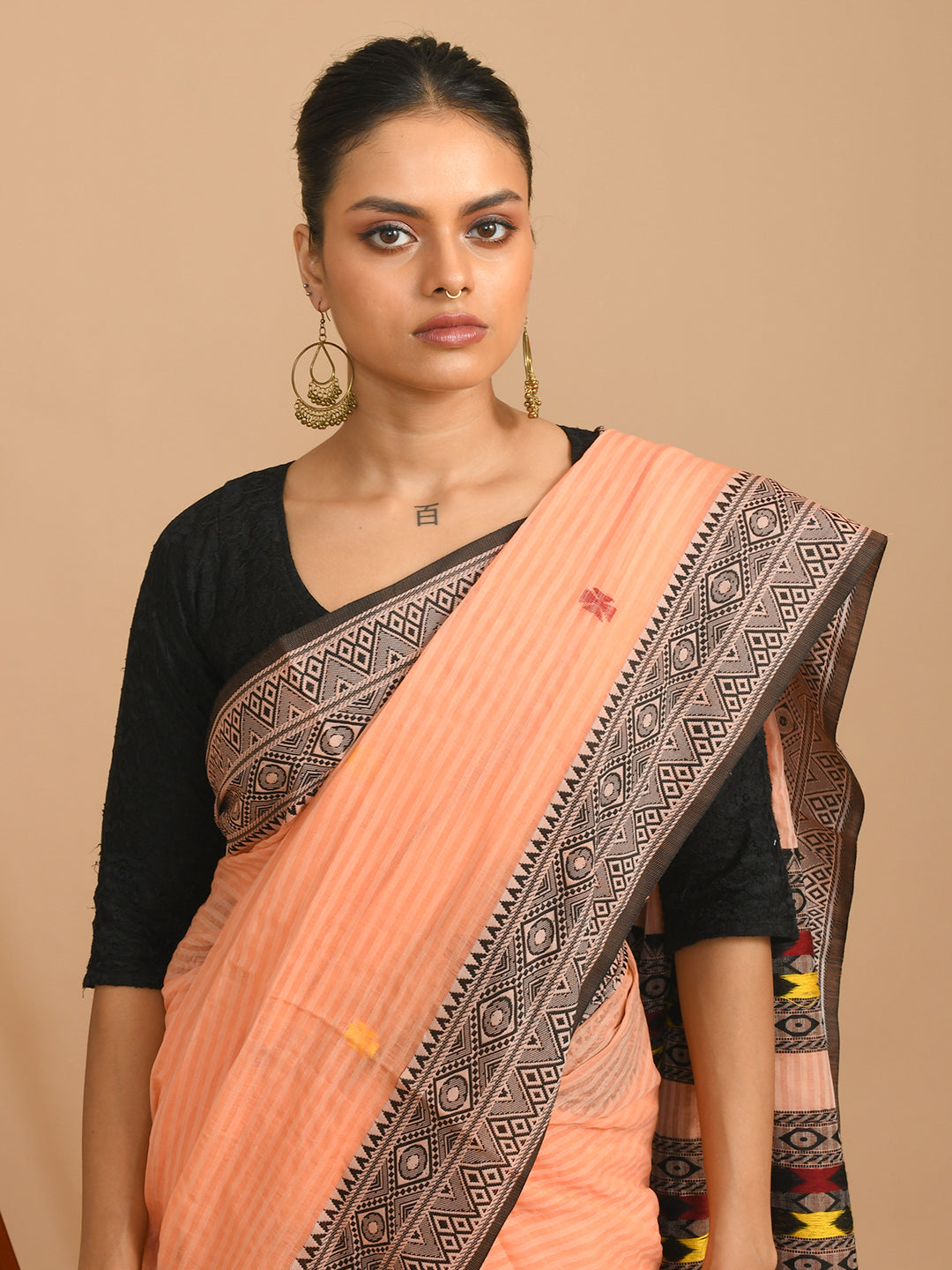 PEACH SERENITY (HANDLOOM 100% PURE COTTON SAREE)
