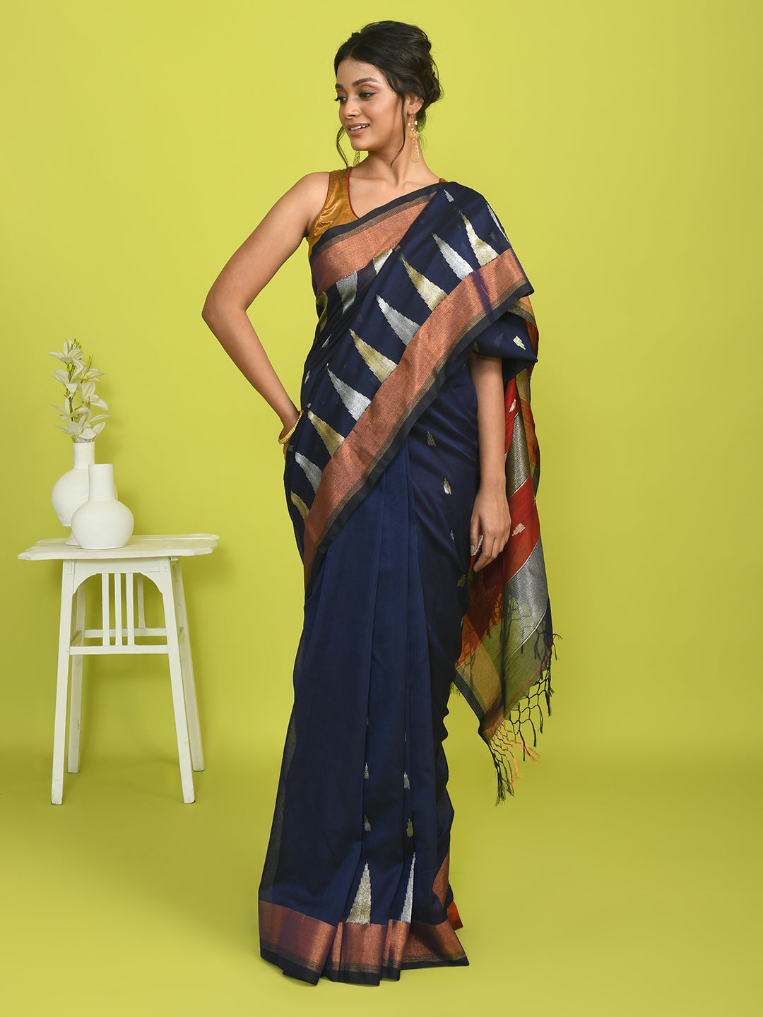 CERULEAN CELEBRATION (HANDLOOM LIVA SAREE)