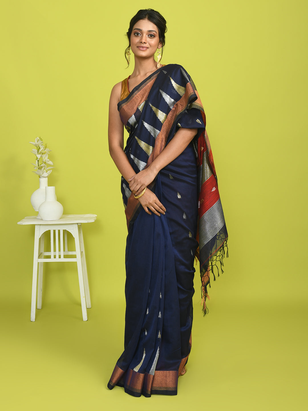 CERULEAN CELEBRATION (HANDLOOM LIVA SAREE)